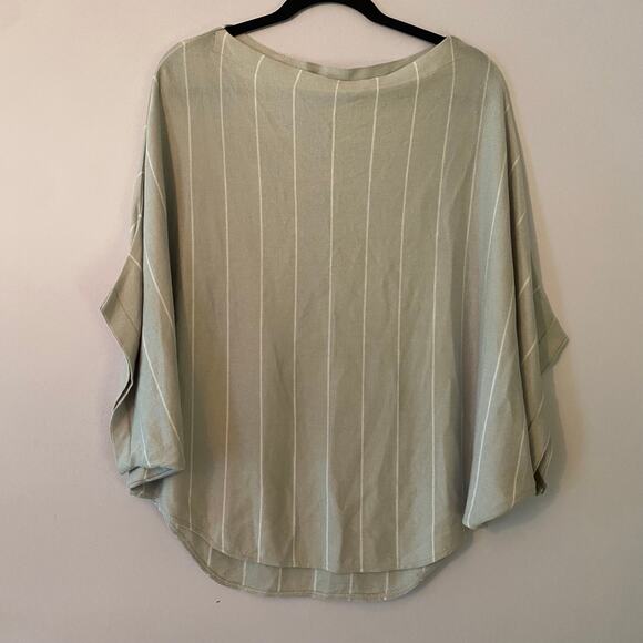 Planet by Lauren G Gray Green Striped Pullover Sweater Boatneck Women's One Size - Picture 1 of 8